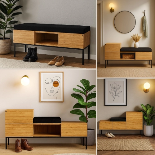 Szafki na buty z szufladką z drewna litego